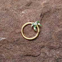 16G 3/8 Clear Gem Gold Tone Palm Tree Style Hinged Segment Ring