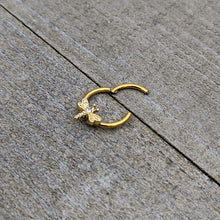 16G 3/8 Clear Gem Gold Tone Flying Dragonfly Hinged Segment Ring