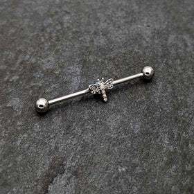 14G Aurora Gem Dragonfly Flying Industrial Barbell 38mm