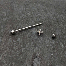 14G Aurora Gem Dragonfly Flying Industrial Barbell 38mm