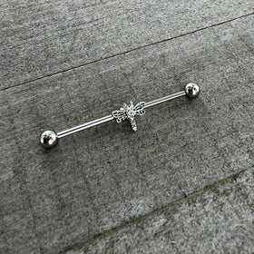 14G Aurora Gem Dragonfly Flying Industrial Barbell 38mm