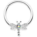 16G 3/8 Aurora Gem Dragonfly Flying Hinged Segment Ring