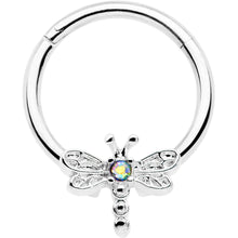 16G 3/8 Aurora Gem Dragonfly Flying Hinged Segment Ring