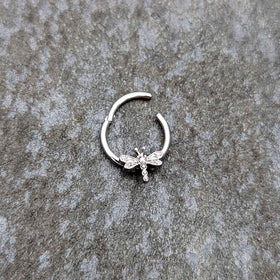 16G 3/8 Aurora Gem Dragonfly Flying Hinged Segment Ring