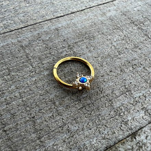 16G 3/8 Blue Synthetic Opal Gold Hue Rhombus Hinged Segment Ring