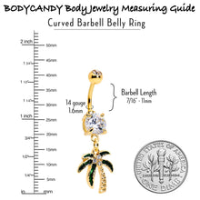 Clear Gem Gold Tone Palm Tree Style Dangle Belly Ring