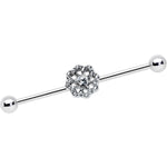 14G Clear Gem Baroque Fabulous Flower Industrial Barbell 38mm