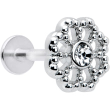 16G 5/16 Clear Gem Baroque Fabulous Flower Labret Monroe Tragus