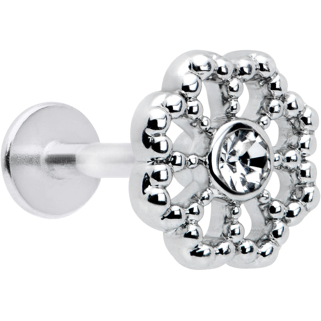 16G 5/16 Clear Gem Baroque Fabulous Flower Labret Monroe Tragus