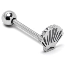 316L Surgical Steel Scalloped Sea Shell Barbell Tongue Ring