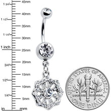 Clear Gem Baroque Fabulous Flower Dangle Belly Ring