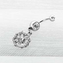 Clear Gem Baroque Fabulous Flower Dangle Belly Ring