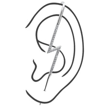 Clear CZ Gem Lightning Bolt Ear Cuff Bar Earring