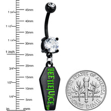 Clear Gem Black Officially Licensed Beetlejuice Coffin Dangle Belly Ring
