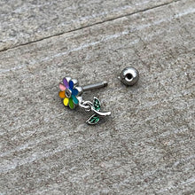 16G 1/4 Clear Gem Pride Rainbow Flower Dangle Cartilage Tragus