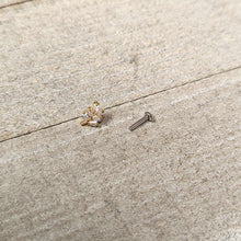 16G 1/4 Clear CZ Gem Leafy Golden Branch Threadless Labret Tragus