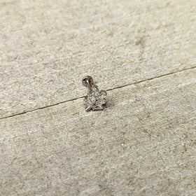 16G 1/4 Clear CZ Gem Leafy Branch Threadless Labret Tragus