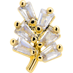 16G 5/16 Clear CZ Gem Leafy Golden Branch Threadless Labret Tragus