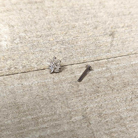 16G 5/16 Clear CZ Gem Leafy Branch Threadless Labret Monroe Tragus