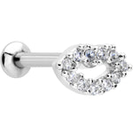 16G 5/16 Clear CZ Gem Kissy Lips Threadless Labret Monroe Tragus