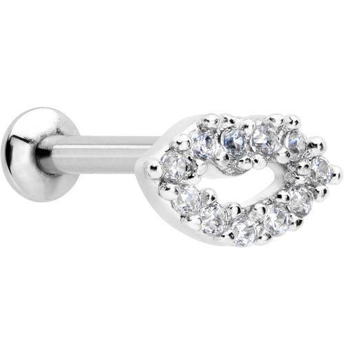 16G 5/16 Clear CZ Gem Kissy Lips Threadless Labret Monroe Tragus