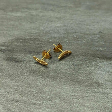 20G Gold Tone ASTM F-136 Implant Grade Titanium Fashion Feather Stud Earrings