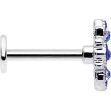 16G 5/16 Blue Clear Gem Embellished Cross Labret Monroe Tragus