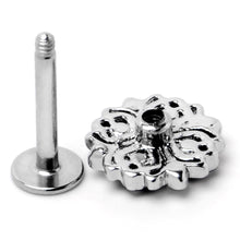 16G 5/16 Blue Clear Gem Embellished Cross Labret Monroe Tragus