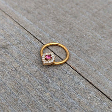 16G 3/8 Clear Pink Gem Gold Tone Open Eye Hinged Segment Ring