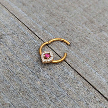 16G 3/8 Clear Pink Gem Gold Tone Open Eye Hinged Segment Ring
