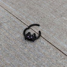 16G 3/8 Purple Gem Black Chic Crab Hinged Segment Ring
