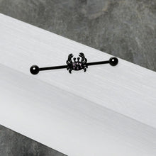 14G Purple Gem Black Chic Crab Industrial Barbell 38mm