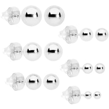3mm-8mm Ball Stud 316L Stainless Steel Earrings 6 Pack