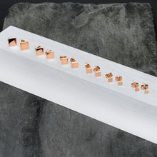3mm-8mm Square Stud Rose Gold Tone 316L Stainless Steel Earrings 6 Pack