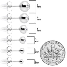 Clear Gem 3mm to 8mm Ball End Stud Earrings Set of 6