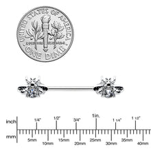 14G 9/16 Clear Gem Bee Beautiful Insect Barbell Nipple Ring Set