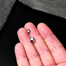 White Faux Opal Double Circle Double Mount Belly Ring