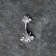 Clear Gem Bees Beautiful Insect Double Mount Belly Ring
