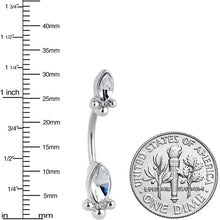 Clear Gem Art Deco Ovals Double Mount Belly Ring