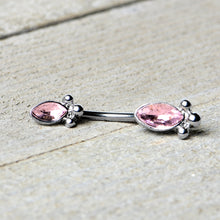 Pink Gem Art Deco Ovals Double Mount Belly Ring