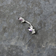 Purple Gem Art Deco Ovals Double Mount Belly Ring