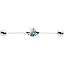 14G Blue Gem Bee Beautiful Insect Industrial Barbell 38mm