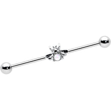 14G White Faux Opal Bee Beautiful Insect Industrial Barbell 38mm