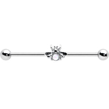 14G White Faux Opal Bee Beautiful Insect Industrial Barbell 38mm