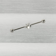 14G White Faux Opal Bee Beautiful Insect Industrial Barbell 38mm