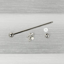 14G White Faux Opal Bee Beautiful Insect Industrial Barbell 38mm
