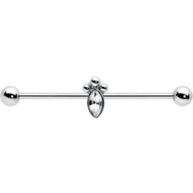 14G Gem Deco Oval Industrial Barbell 38mm