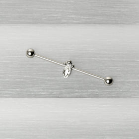 14G Gem Deco Oval Industrial Barbell 38mm