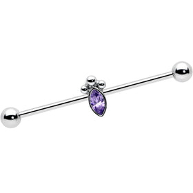 14G Gem Deco Oval Industrial Barbell 38mm