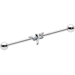 14G Clear Gem Simple Stylized Dragonfly Industrial Barbell 38mm